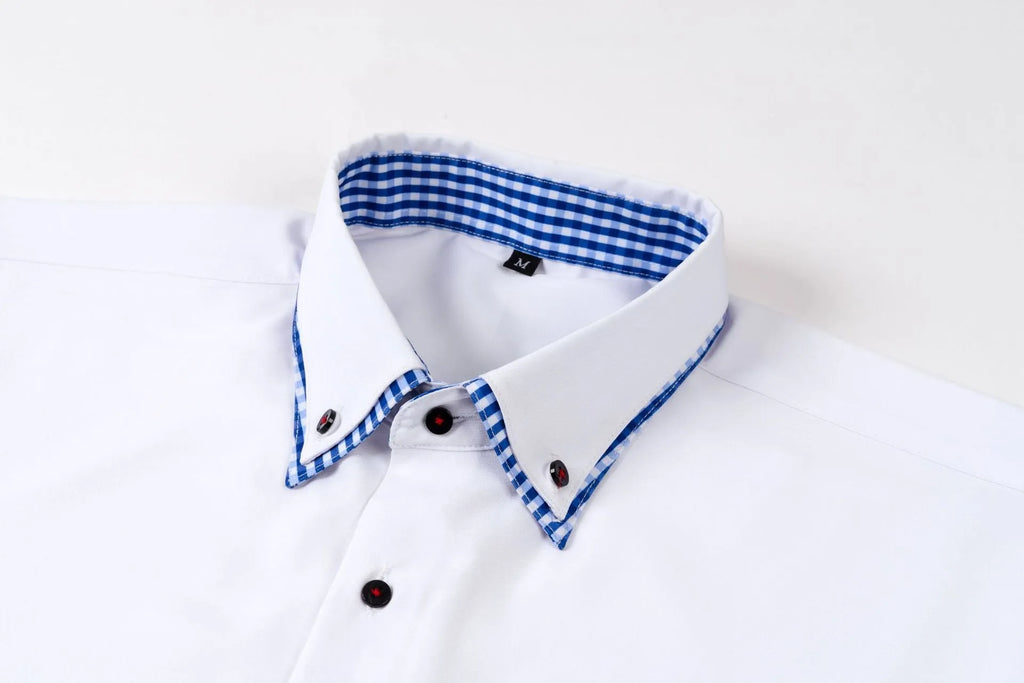 Casual cardigan shirt in solid colour with double collar stitching, three-button placket, and stretch polyester fabric