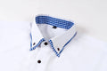 Casual cardigan shirt in solid colour with double collar stitching, three-button placket, and stretch polyester fabric