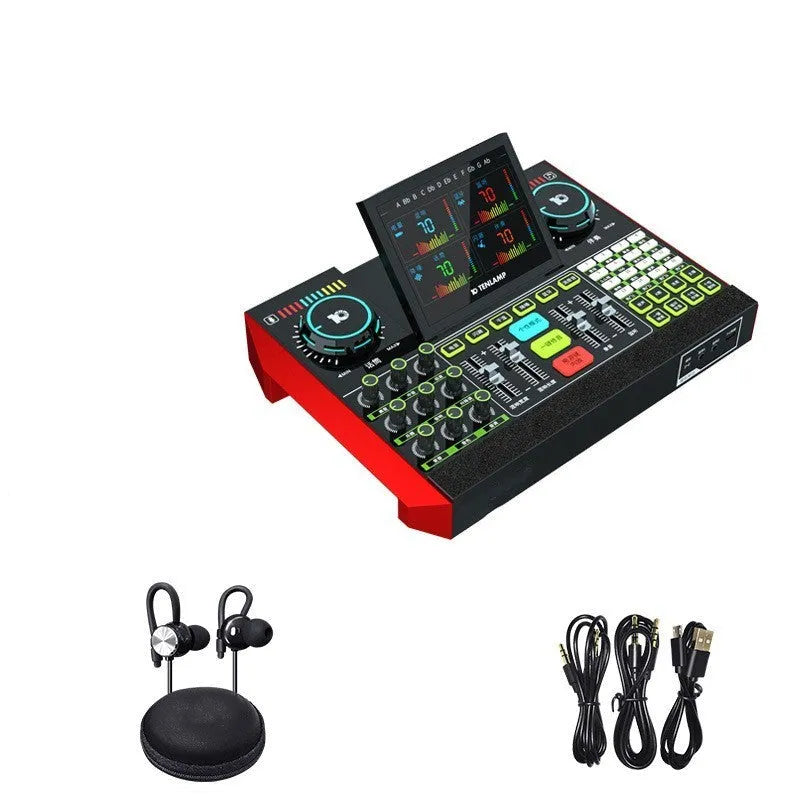 G10 sound card black with buttons and ports for computer karaoke and recording