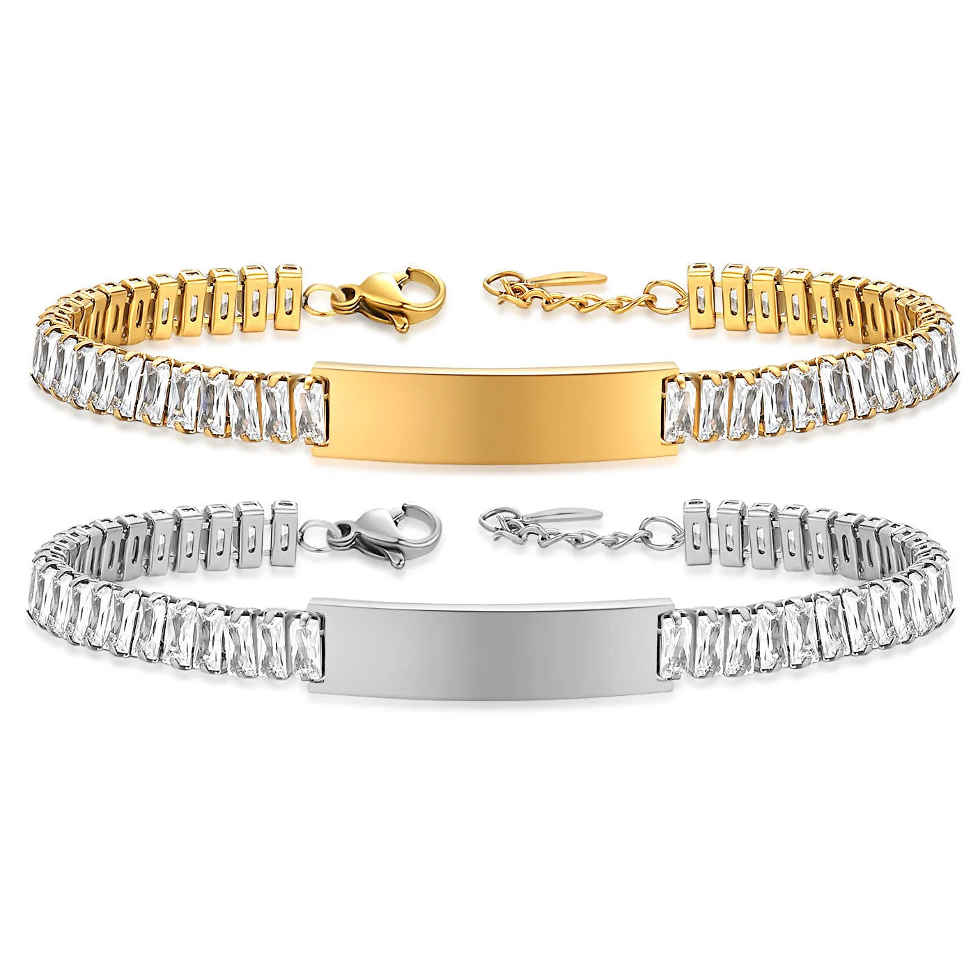 Titanium steel zircon bracelet for women, electroplated simple style, available in three colours