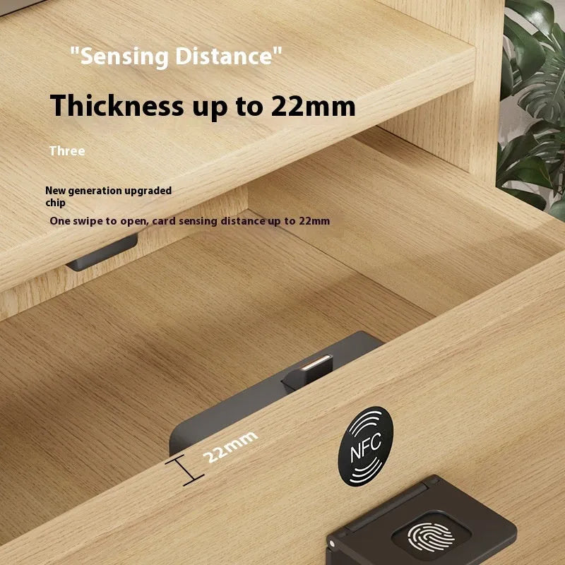 Invisible drawer lock set with keys for furniture, no drilling required.