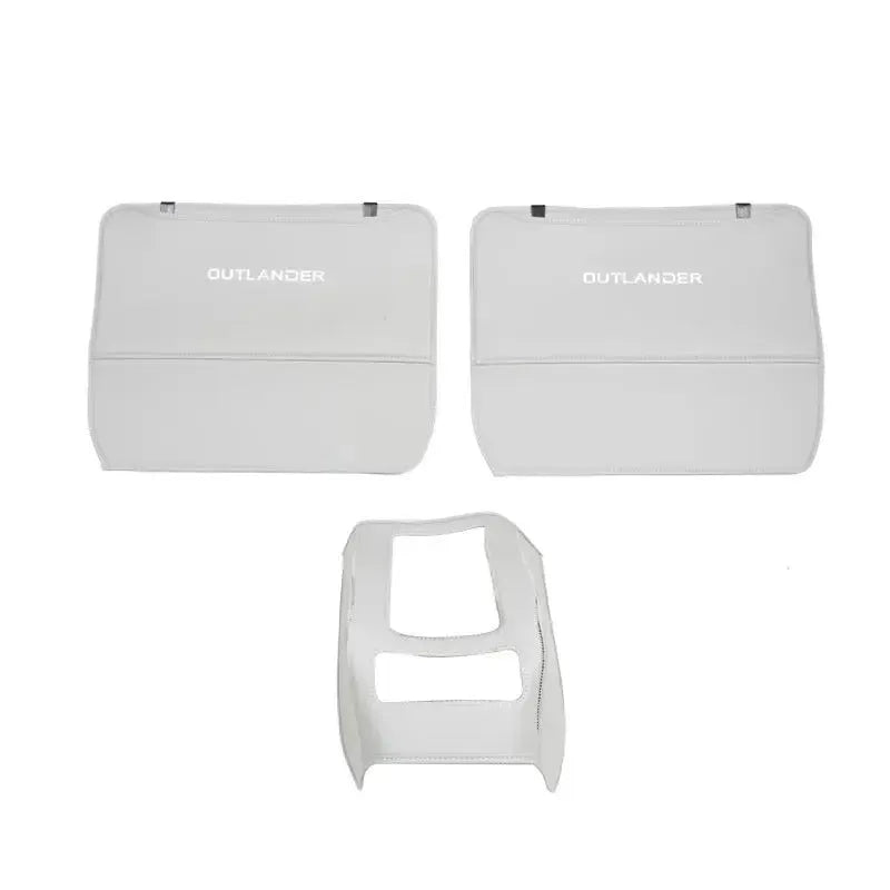 Set of three leather anti-kick pads for 2023 Mitsubishi Outlander car seats.