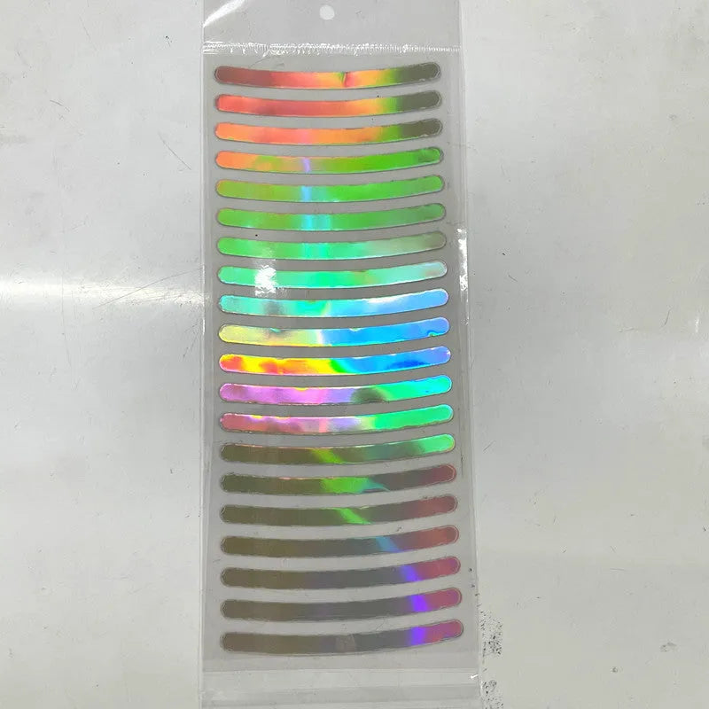 Pack of 20 arc-shaped reflective PVC stickers for car wheel hubs in various colour options