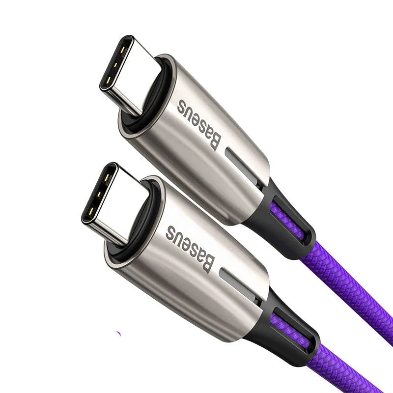 Purple and red dual USB-C connector data cable with 1 metre length for PD60W fast charging