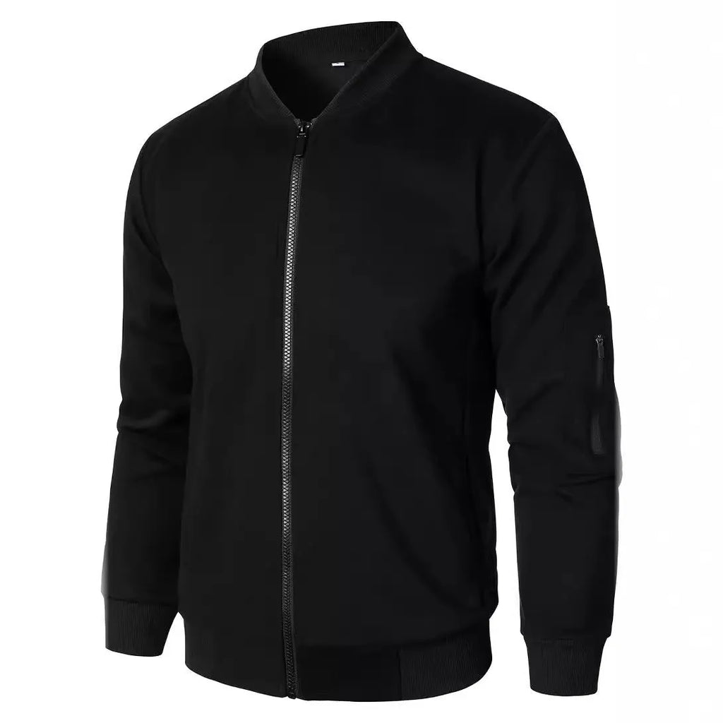 Men's loose fit knitted jacket in black, blue or grey with long sleeves and edging detail