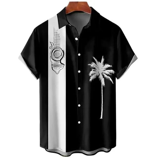 Men's slim fit beach shirt with 3D printed floral pattern in multiple colour options