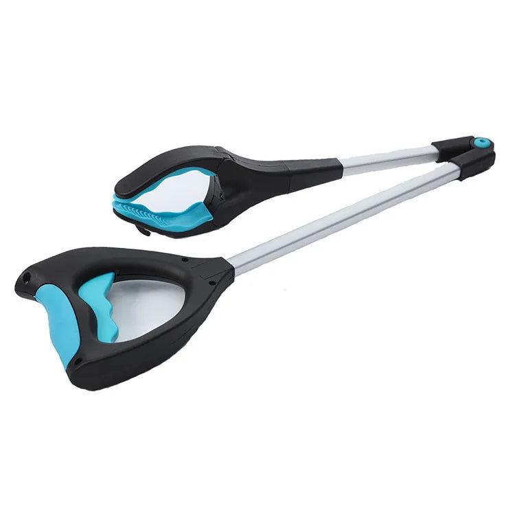 Blue foldable portable pickup tool with stainless steel head and aluminum tube measuring 83.5cm