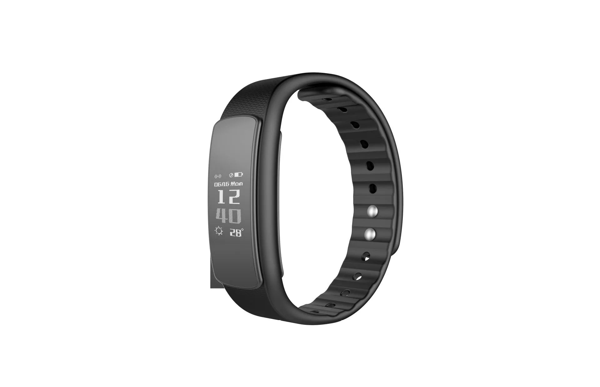 I6 smart sports bracelet with 0.96-inch screen shown on wrist in black and green colour options