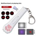 Infrared cat teasing stick with light patterns showing red money line display and pet footprints design