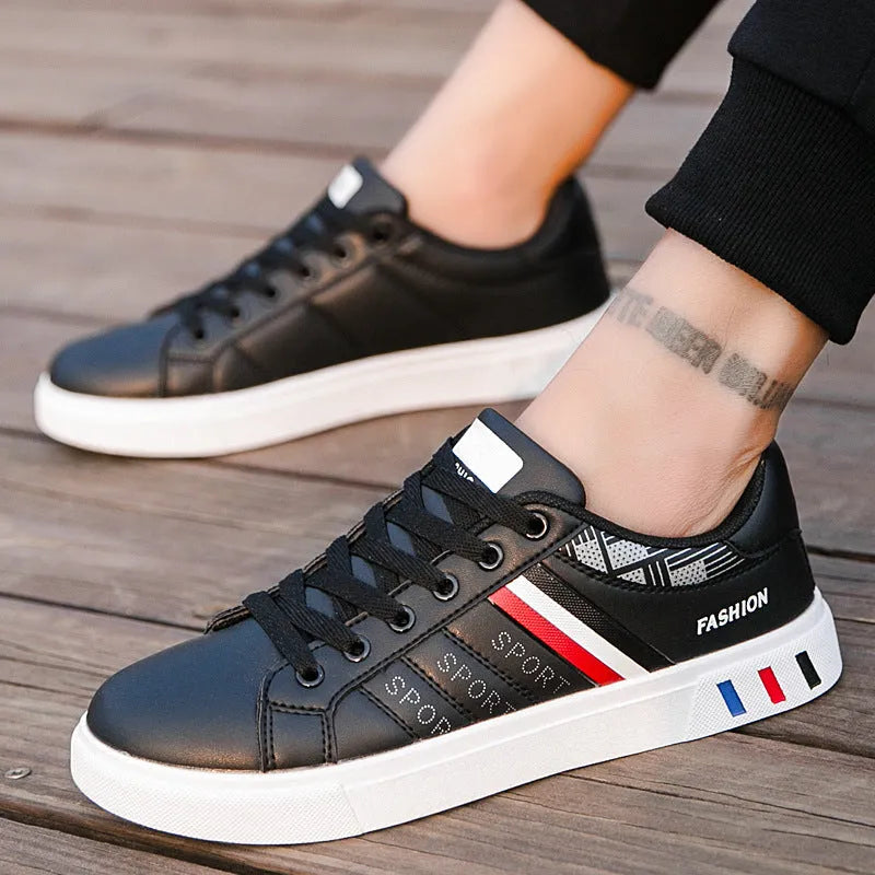 Men's sports trainers in black, grey, and white colours showing size options from 39 to 44.