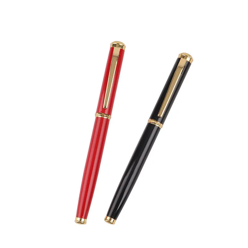 Red and black metal fountain pen with 0.5mm stainless steel nib for writing practice