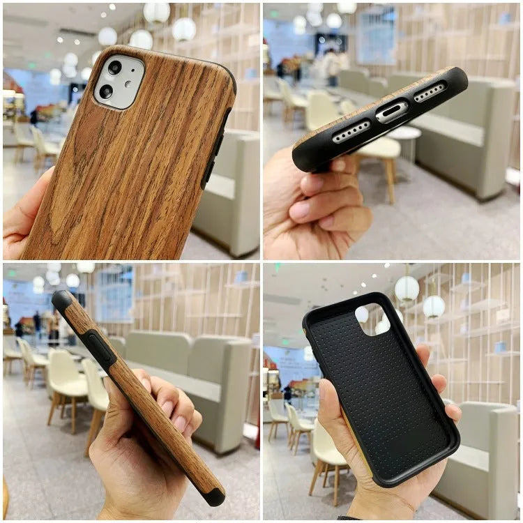 Natural wooden back cover case for iPhone made from solid bamboo or rosewood.