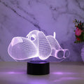 3D dog desktop lamp glowing in multiple colours with USB power cable