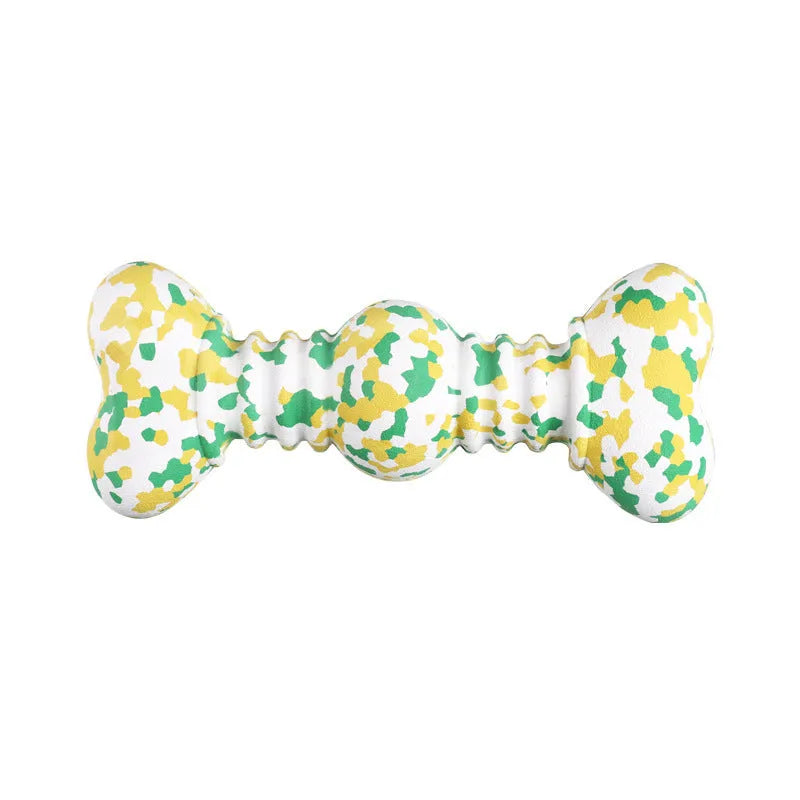 Natural rubber dog chew toy with camouflage pattern for large breed aggressive chewers
