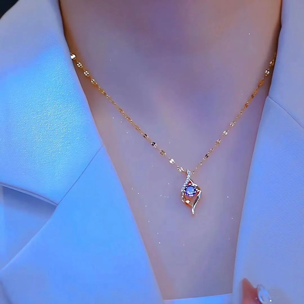Light luxury minority design purple pendant necklace with geometric round oval octagonal quadrangle shapes