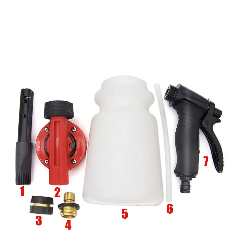 Green and black high pressure garden spray gun for watering and pest control.