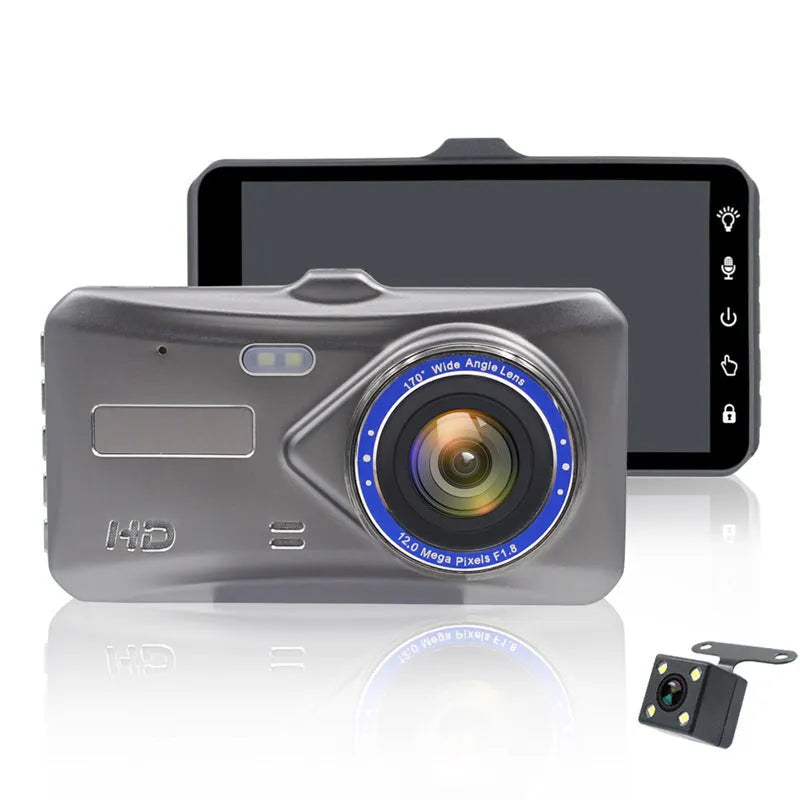 B6T dual lens driving recorder mounted on front windshield with 170° wide angle lens