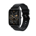H80 black sports smart watch with 1.69-inch touchscreen on a silicone strap, displaying heart rate data.
