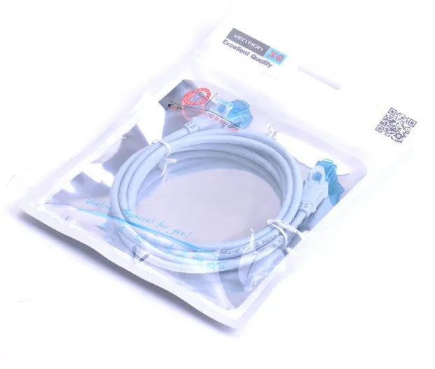 Ice blue Cat5e finished network cable jumper with gold-plated RJ-45 connectors