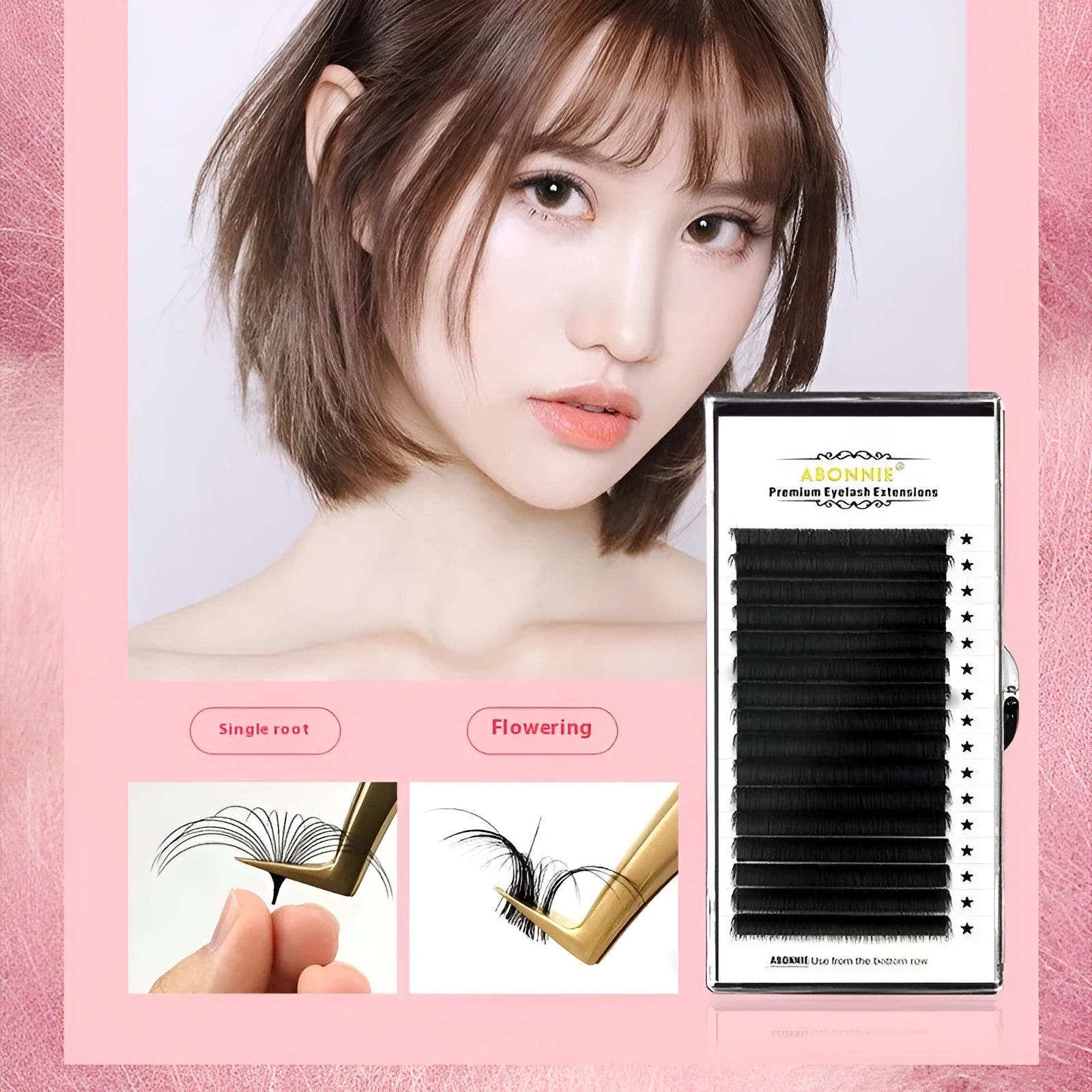 Mink hair false eyelashes on a card showing the dense 16-row matte band and varying lash lengths.