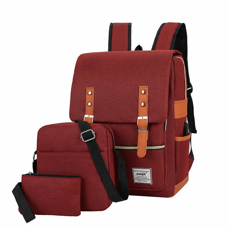 Three-piece large capacity business backpack in Oxford cloth, shown with curved shoulder straps