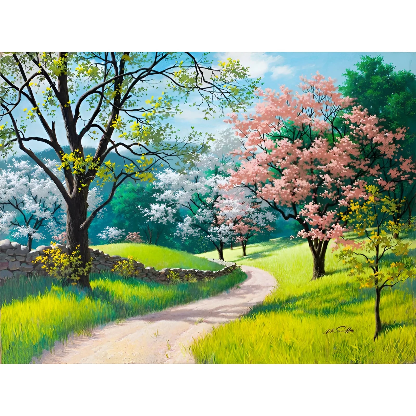 Paint by numbers landscape kit with 40x50cm linen canvas, acrylic paints, and optional frame
