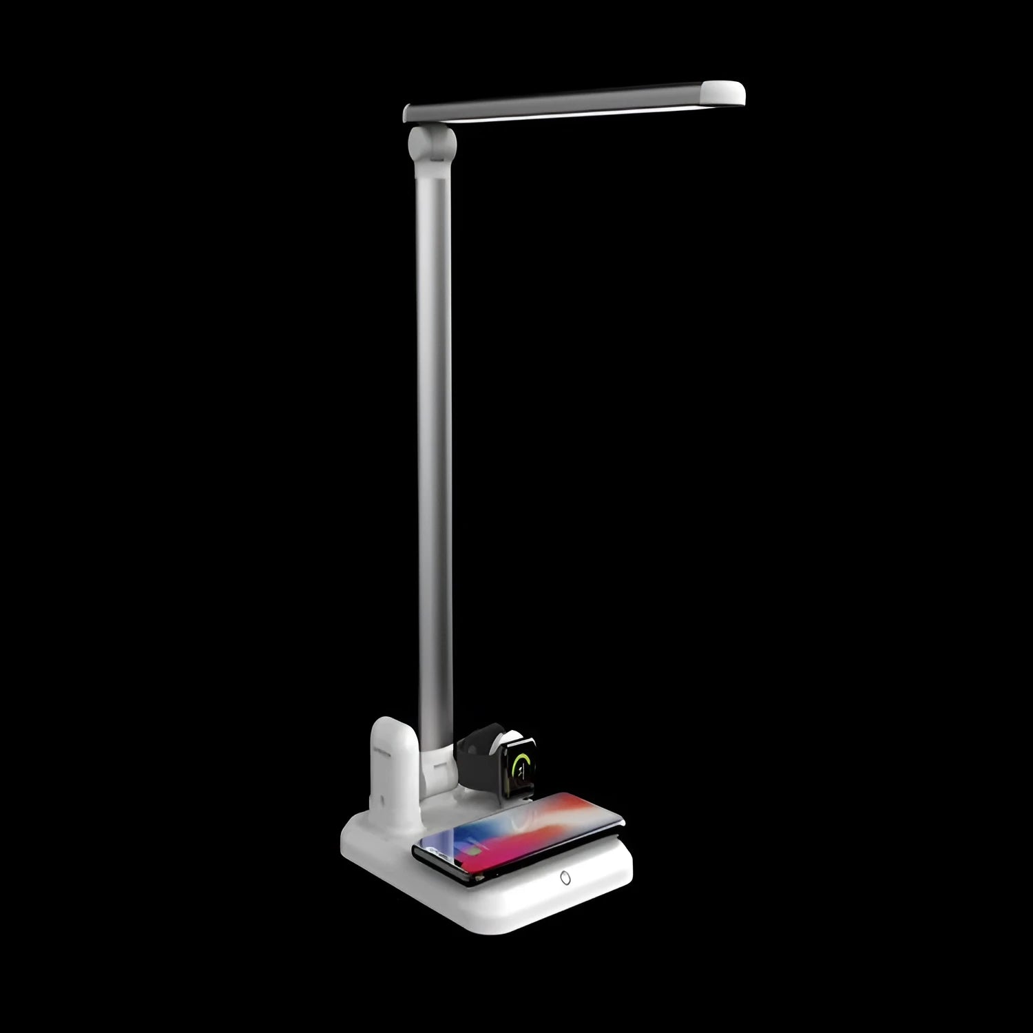 X-1 model 4-in-1 LED desk lamp with wireless charging in black or white colour