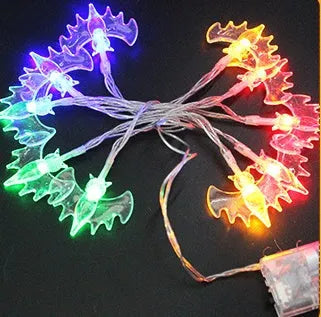 Halloween LED string lights with pumpkin, bat, ghost and spider lantern decorations