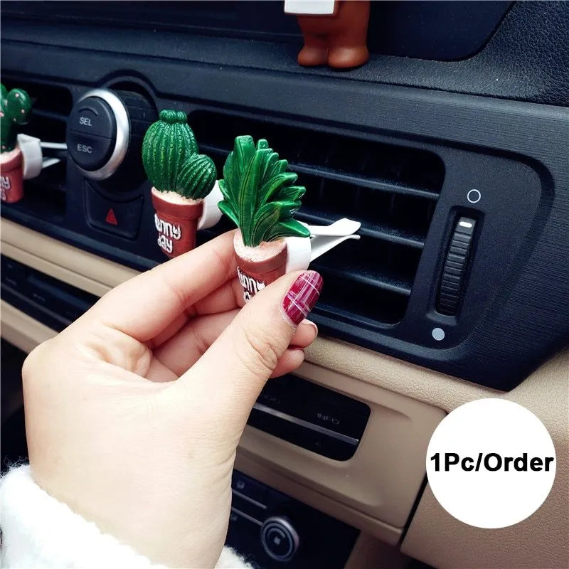 Car air freshener clip vent plant ornament cactus style on AC louver