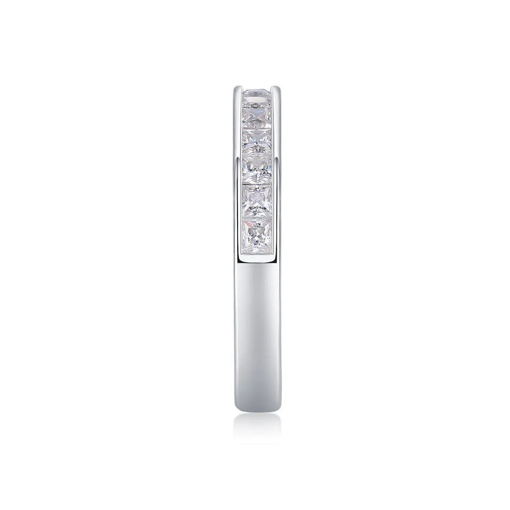 Wedding ring set with moissanite stone S925 silver platinum plating gift box sizes 5-9