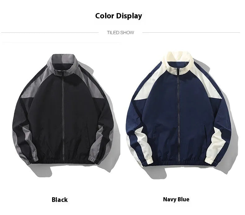 Men's casual jacket with contrast stitching and side seam pockets in black colour