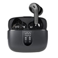 Jerry X08 black wireless Bluetooth in-ear headset with digital display and USB charging case.