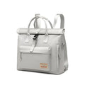 Shockproof inner liner laptop bag in waterproof nylon, shown in black, beige grey, or pink.