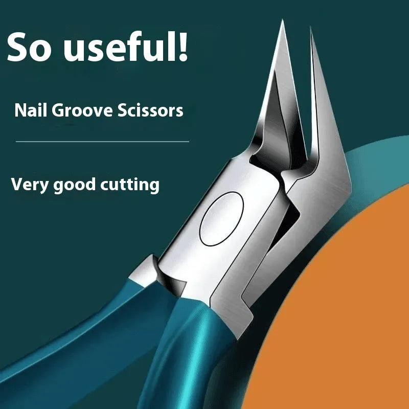 Portable anti-splash nail maintenance kit with multiple stainless steel tools in brown, white and green colours