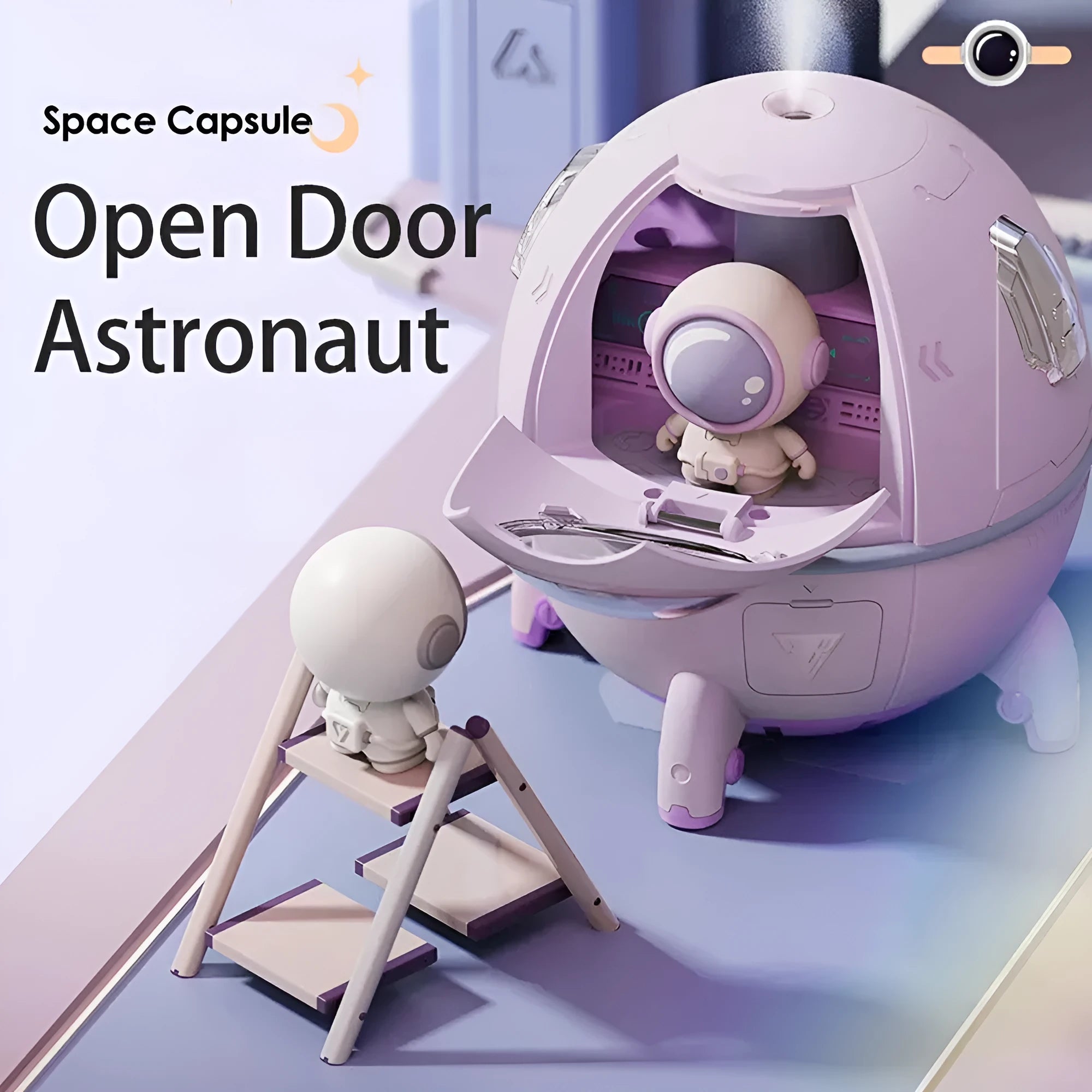 Astronaut space design USB desktop humidifier with colourful LED lights and 220ml water tank