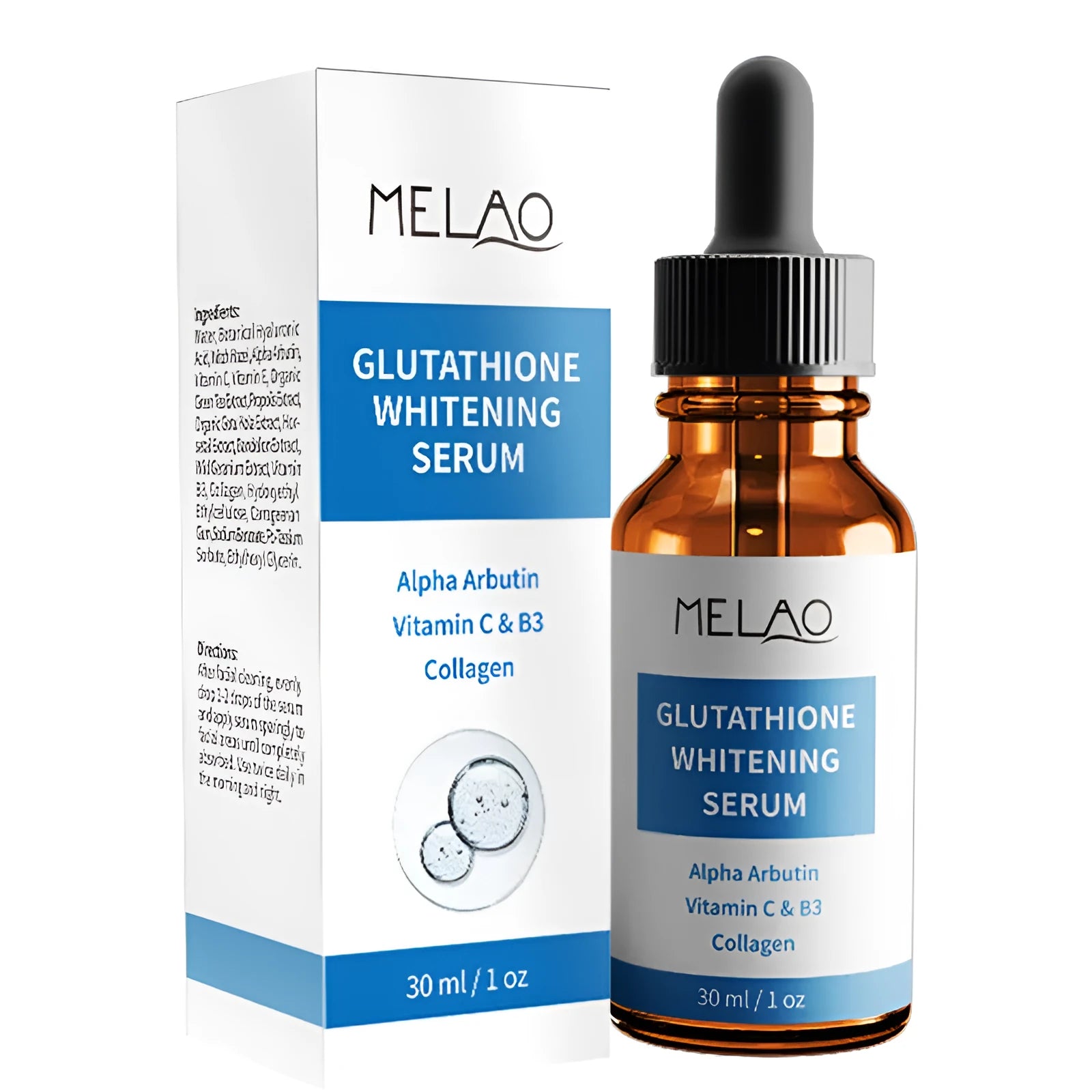 Glutathione Original Hydrating Niacinamide Facial Serum 30ml bottle with sodium hyaluronate for whitening