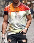 Abstract painting print short-sleeved t-shirt round neck cotton blend in hedging style for men and women
