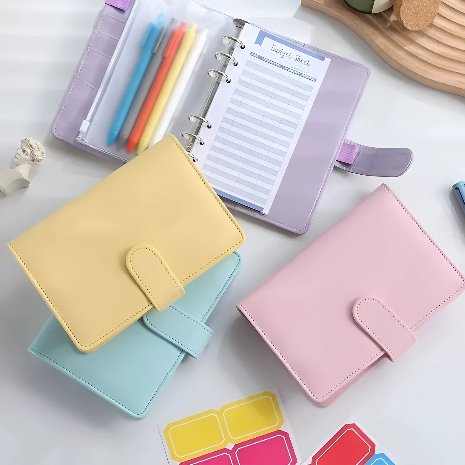 A5 PU leather loose-leaf binder zipper bag notebook shell in solid colour options