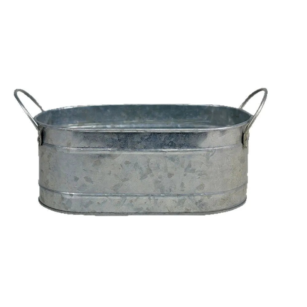 Galvanised iron desktop flowerpot for succulents with water-saving design