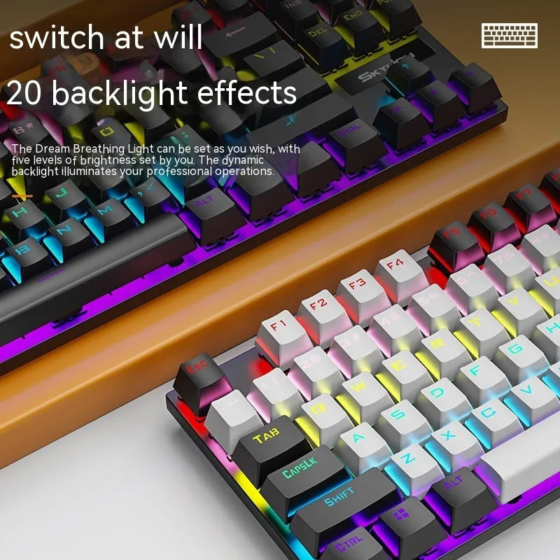 K87 mechanical keyboard with green or red axis switches in selected colour option