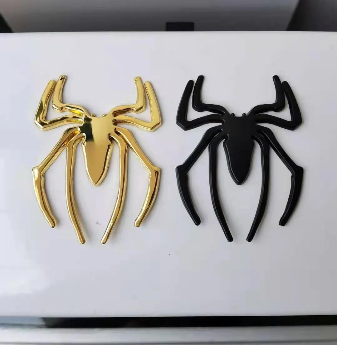 3D metal spider car bumper sticker in zinc alloy measuring 7x5cm