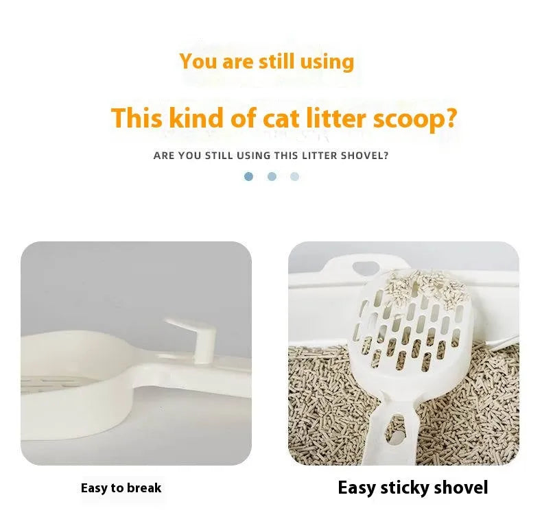 Black alloy metal cat litter scoop showing 0.8cm gap spacing for waste separation