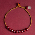 Hand-woven cinnabar bracelet with geometric beads in traditional Hetian jade style