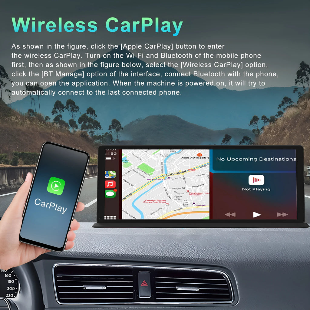 11.3 inch black centre console dashcam with GPS and wide-angle lens mounted in car