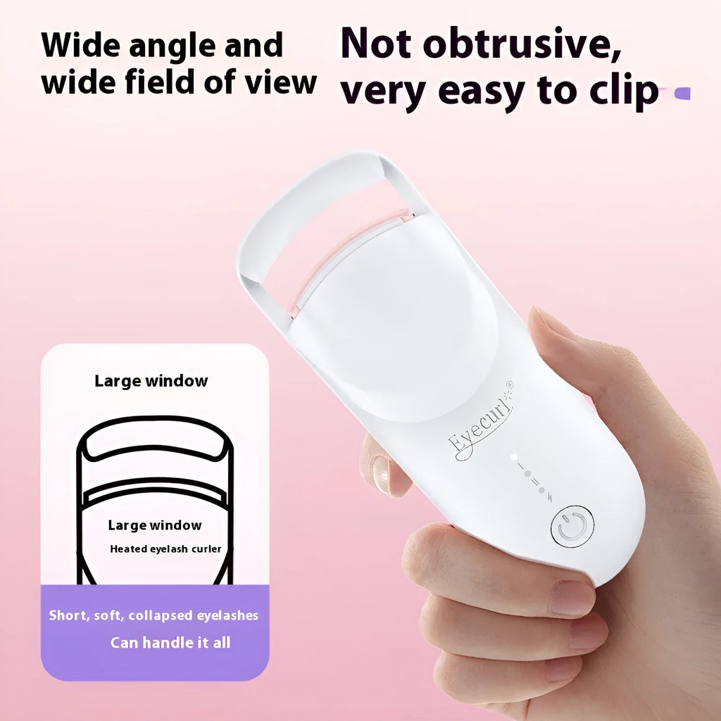 Electric heating eyelash curler in plastic construction with USB charging cable