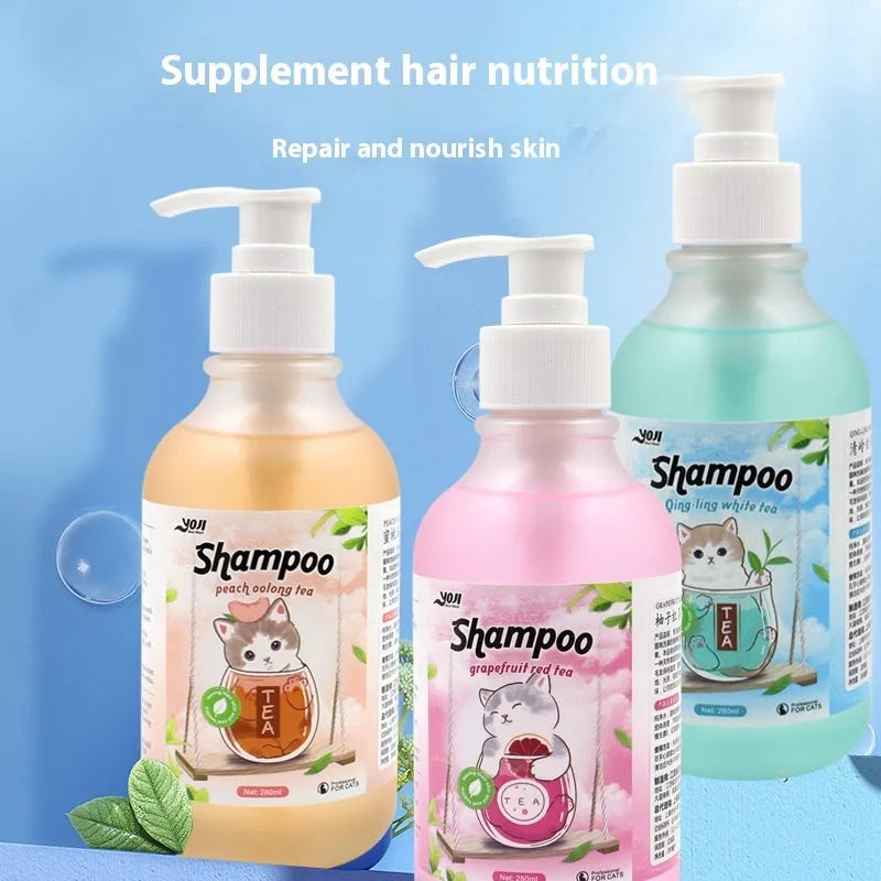 Cat universal bath lotion 280ml anti-mite sterilising shampoo for cats in three tea scents
