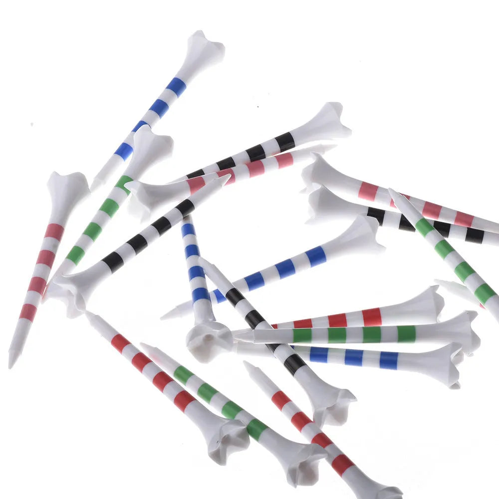 Plastic golf tee with spike stripe print in 70mm or 83mm size for golf practice