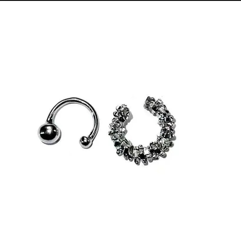 A pair of geometric irregular-shaped alloy earrings with a frosty finish and clip-on fastenings.