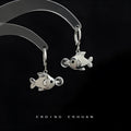 Bubble fish design copper earrings with goldfish animal modelling elements