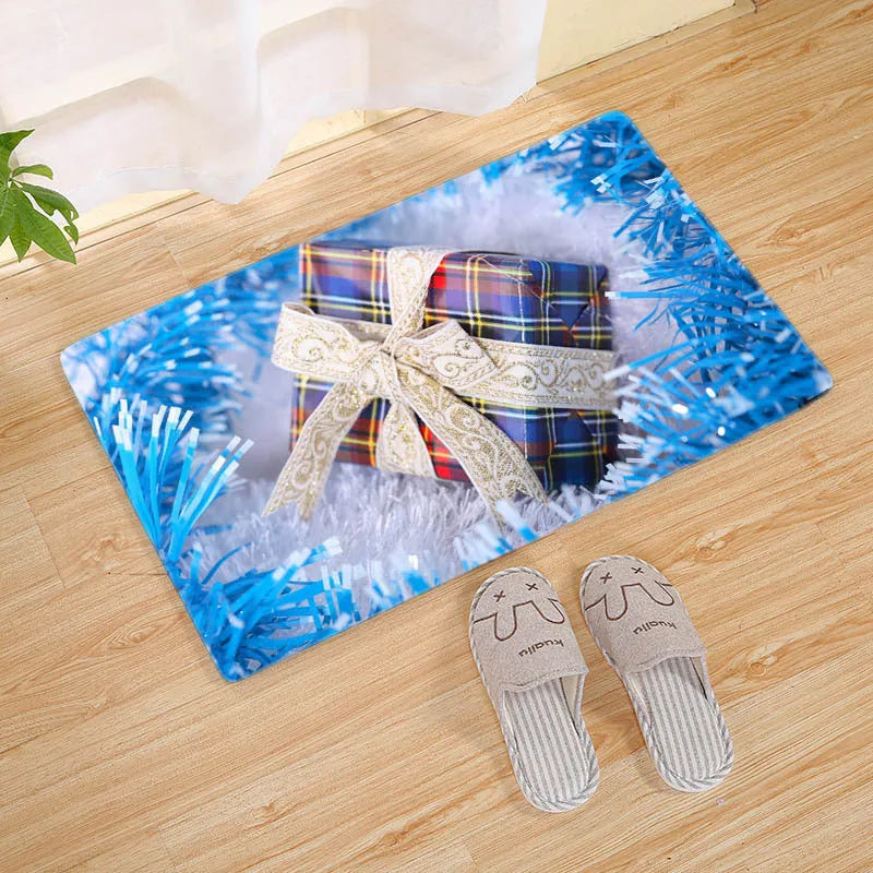 Flannel Christmas door mat rectangular non-slip machine-washable bathroom carpet multiple colour styles